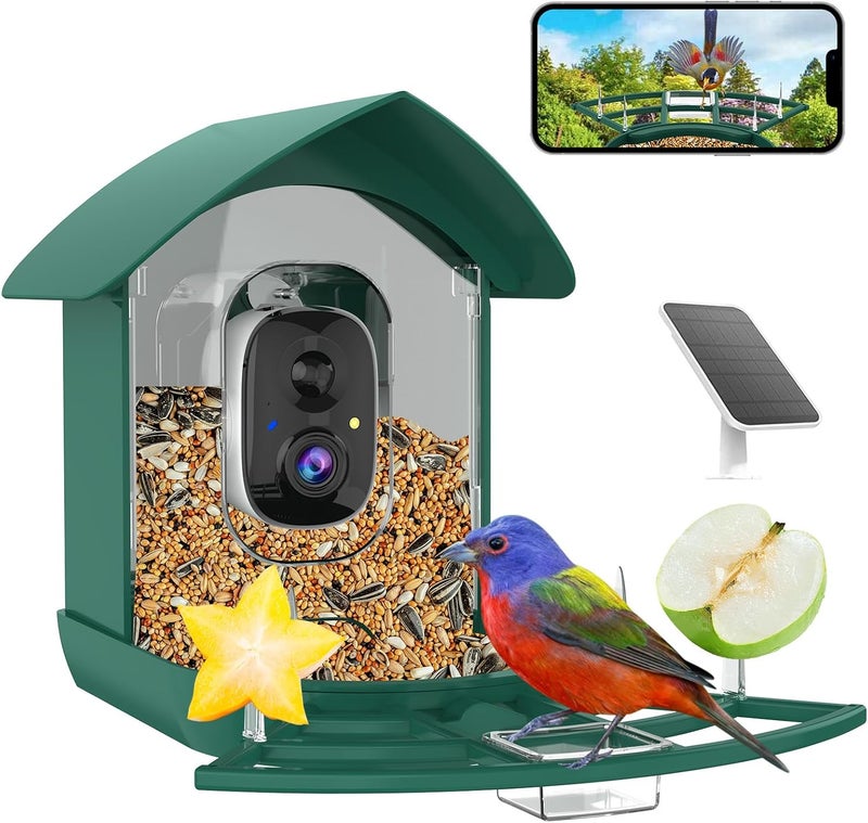 Fazoxo Bird Feeder with Camera,AI Identify Birds Species,FHD WiFi Outdoor Smart Bird Feeder Camera with Solar Powered,Real-Time Notice,Auto Record,IP65 Weatherproof Birds House with Cam,Ideal Gift for Family - Image 1